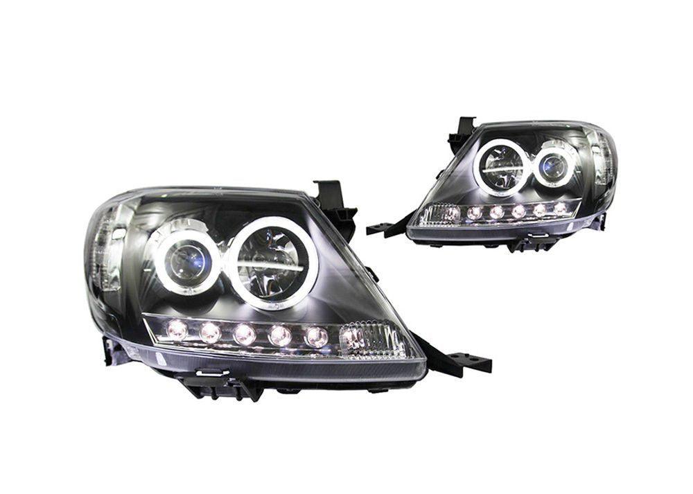 BLK Projector Headlights to suit Toyota Hilux 05-11 ULTRA led rings - Prolink Performance