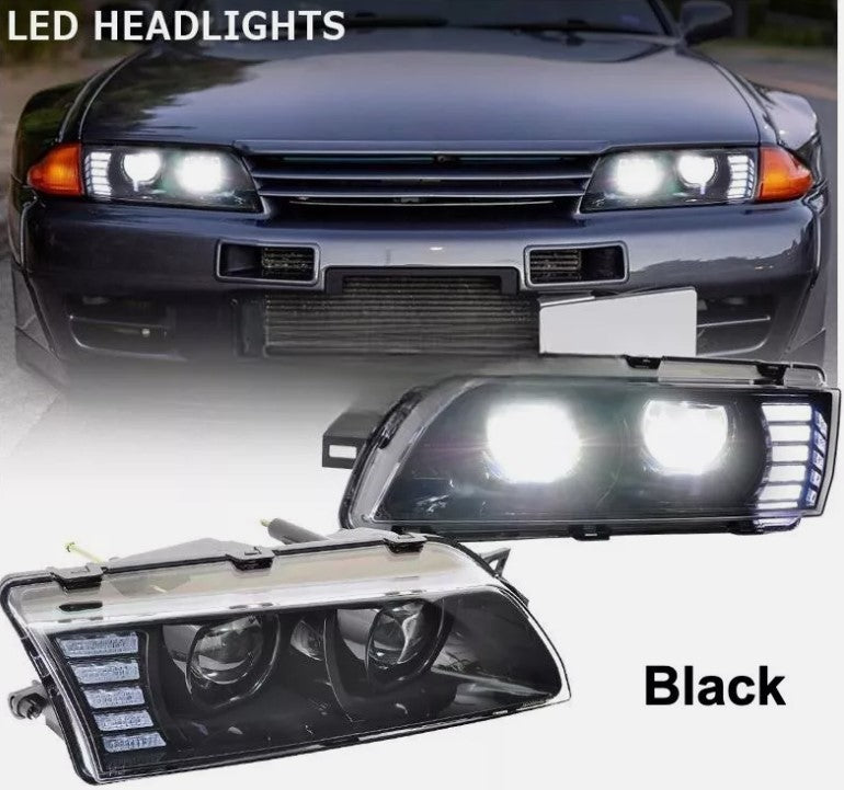 COPLUS 78 Works Dual LED Projector Headlights for 89-94 Nissan Skyline R32 GTR GTST RB26 headlights