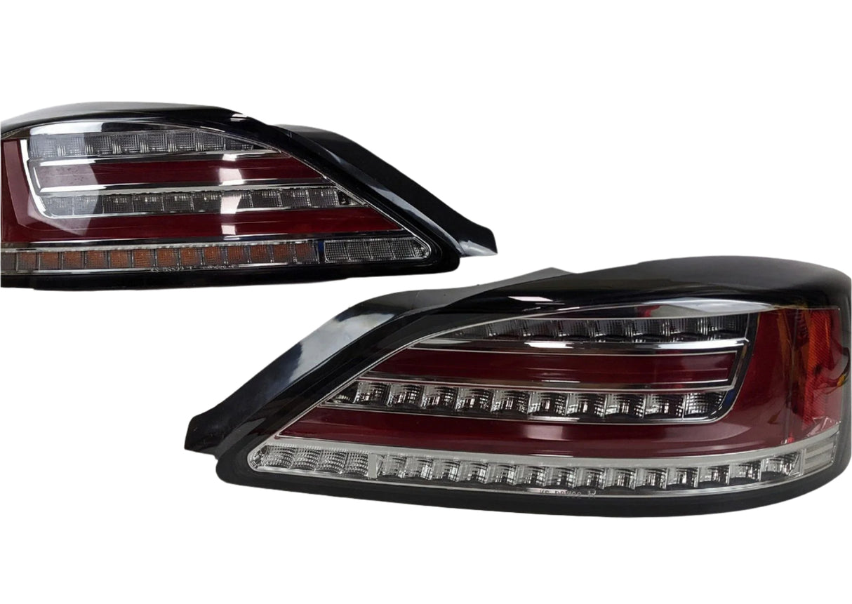 Smoke Fiber Sequential LED Taillights for 99-02 Nissan Silvia 200SX S15 Spec R black chrome tail lights
