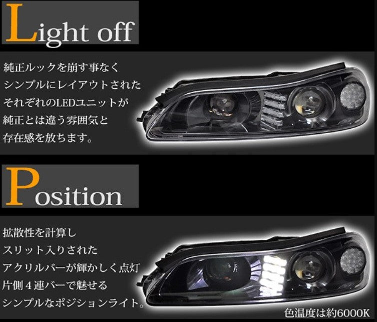 COPLUS Dual LED Projector Head lights LED Indicators for 99-02 Nissan S15 200sx Silvia