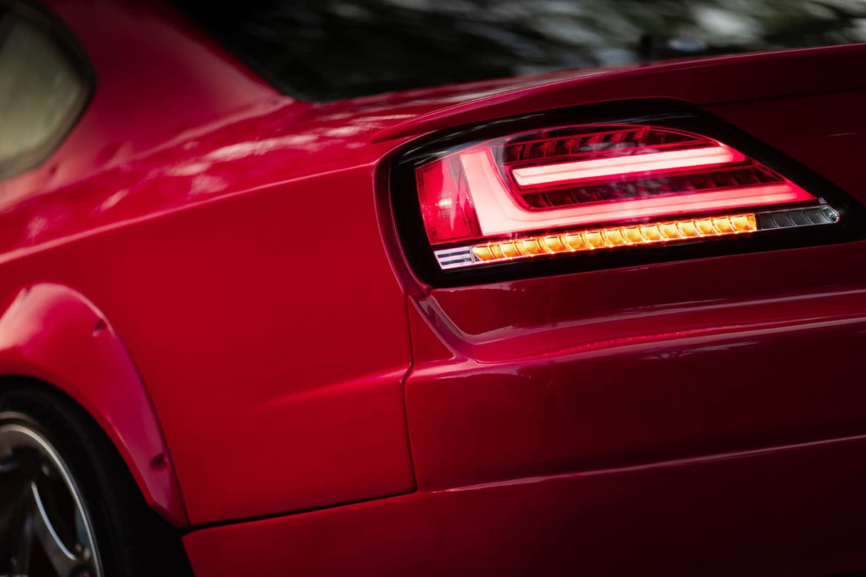 Clear Red Fiber Sequential LED Taillights for 99-02 Nissan Silvia 200SX S15 Spec R tail lights