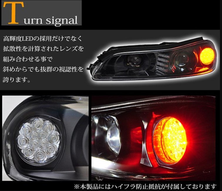 COPLUS Dual LED Projector Head lights LED Indicators for 99-02 Nissan S15 200sx Silvia