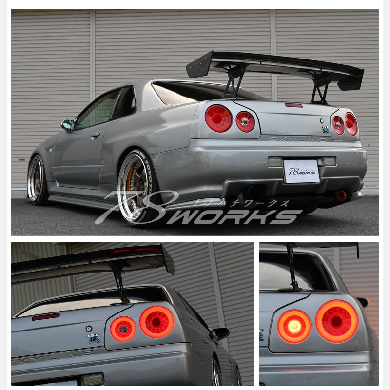 78 Works Fiber Ring LED Taillights V2 Tail Lamp for 98-02 Nissan Skyline R34 GTR GTT RB25 RB26 taillights