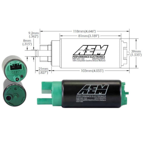 AEM E85 Compatible In-Tank High Flow Fuel Pump, 340LPH, Universal Fit - Prolink Performance