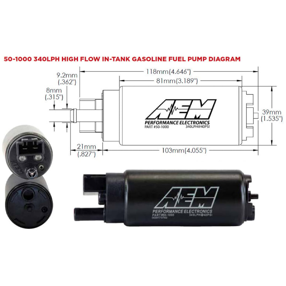 AEM In-Tank High Flow Fuel Pump, 340LPH, Universal Fit - Prolink Performance