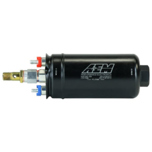 AEM E85 Compatible Inline High Flow Fuel Pump, 400LPH, M18 Inlet, M12 Outlet - Prolink Performance
