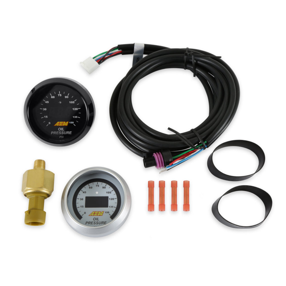 AEM Oil Pressure Gauge, 0~150PSi, Includes BLK/White Display - Prolink Performance