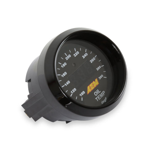 AEM Digital Transmission Temp Gauge, 100300F, Includes BLK/White Disp