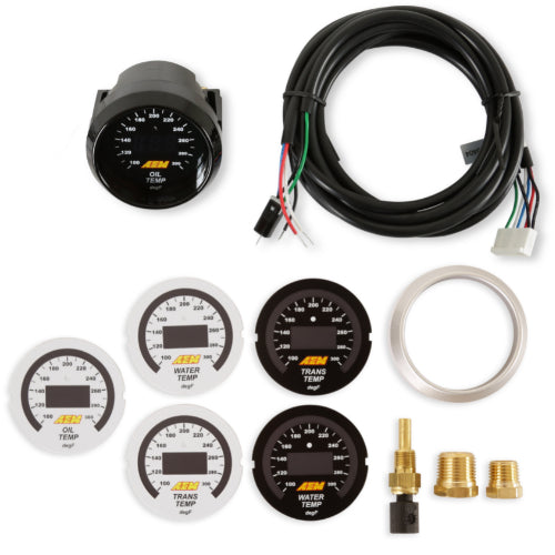 AEM Digital Transmission Temp Gauge, 100-300F, Includes BLK/White Display - Prolink Performance