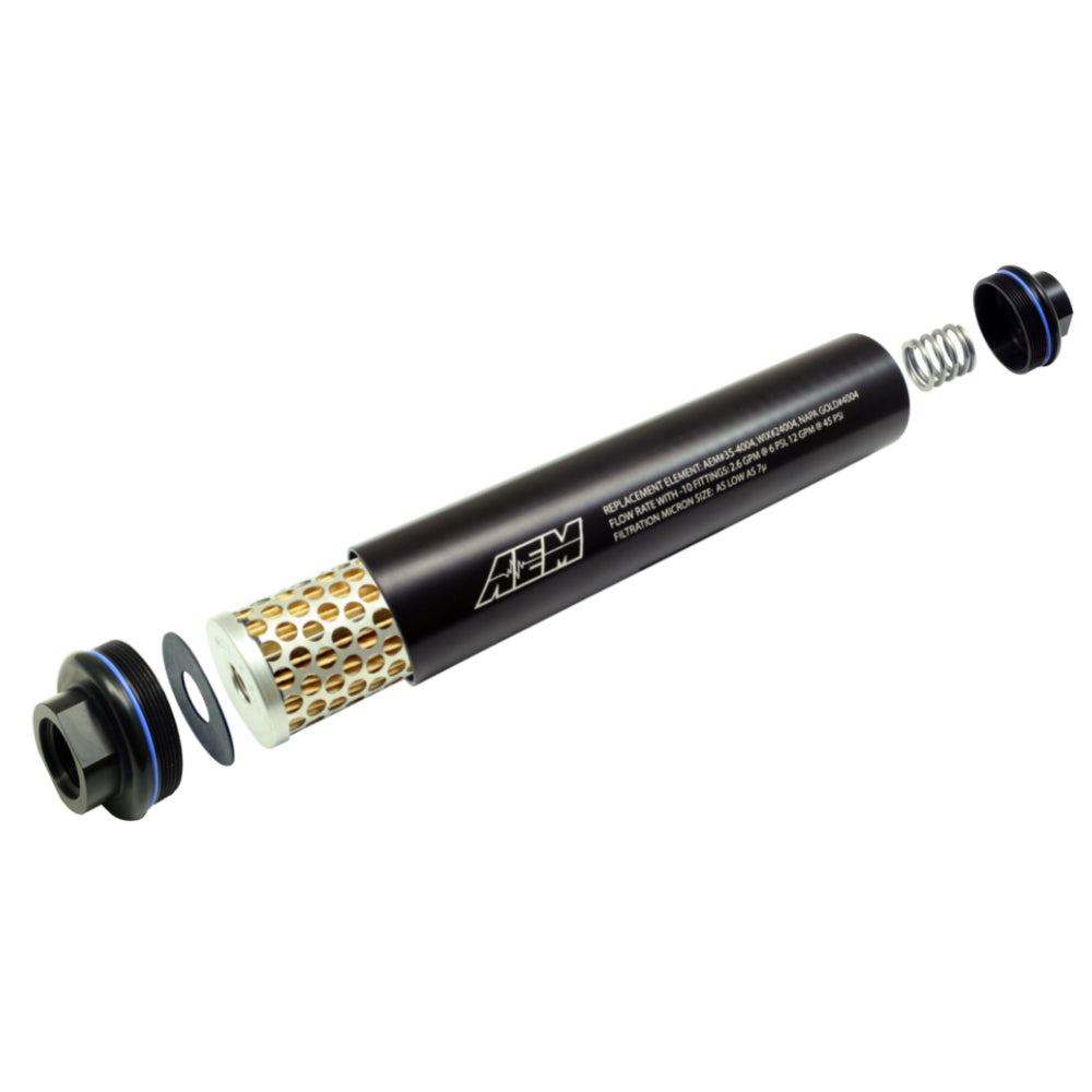 AEM Inline Fuel Filter, 7 microns, -10 Fittings - Prolink Performance