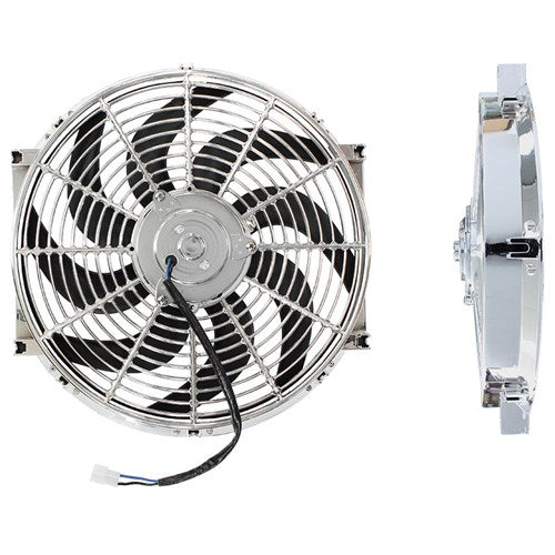 14" Chrome Electric Thermo Fan Curved Blades - Prolink Performance