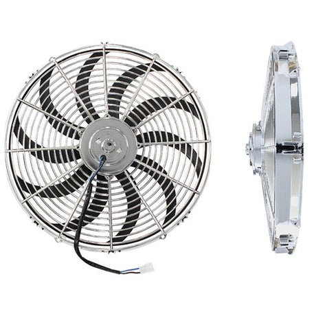 16" Chrome Electric Thermo Fan Curved Blades - Prolink Performance