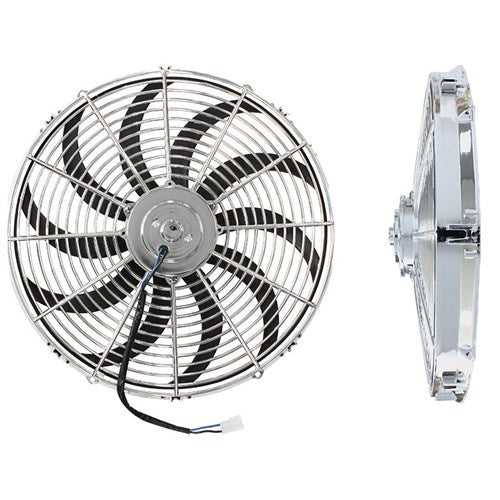 16" Chrome Electric Thermo Fan Curved Blades - Prolink Performance