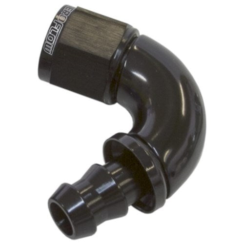 Aeroflow 510 Series Full Flow Tight Radius Push Lock 120° Hose End -6AN - AF514-06BLK