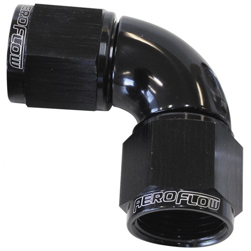 Aeroflow 90° Full Flow Female Coupler -6AN - AF583-06BLK