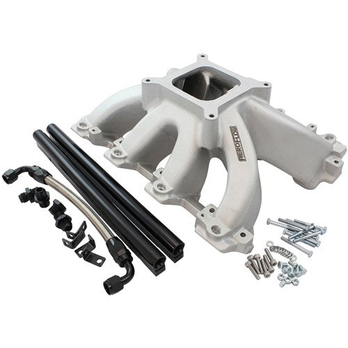 Aeroflow GM LS Cathedral Port Carburettor Hi Rise Race Single Plane EFI Intake Manifold, Natural Cast Finish AF6050-5001 - Prolink Performance