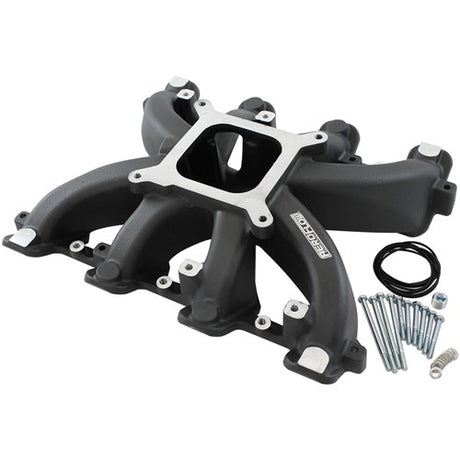 Aeroflow GM LS Cathedral Port Carburettor Street Single Plane Non-EFI Intake Manifold, Black Finish AF6240-5000 - Prolink Performance