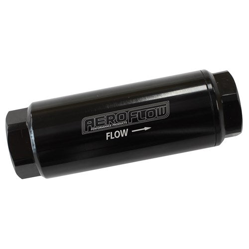 Aeroflow 60 Micron Pro Filter - Black -8AN ORB Inlet/Outlet Ports, 3-1/2" x 1-1/4" - AF66-2042BLK
