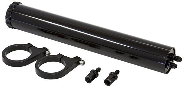 Aeroflow Billet Aluminium Radiator Over Flow Tank - Black Includes 5/16"" Barb Fittings & Mounts. 13" (325mm) Height x 2" (50mm) Diameter AF77-1021BLK - Prolink Performance
