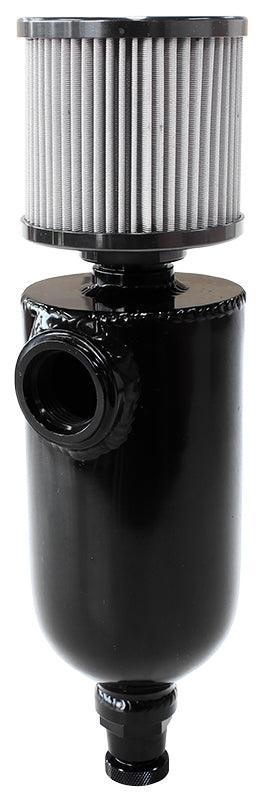 Aeroflow Universal Breather Tank - Black With Single -12 ORB Port & Stainless Steel Breather AF77-1028BLK - Prolink Performance