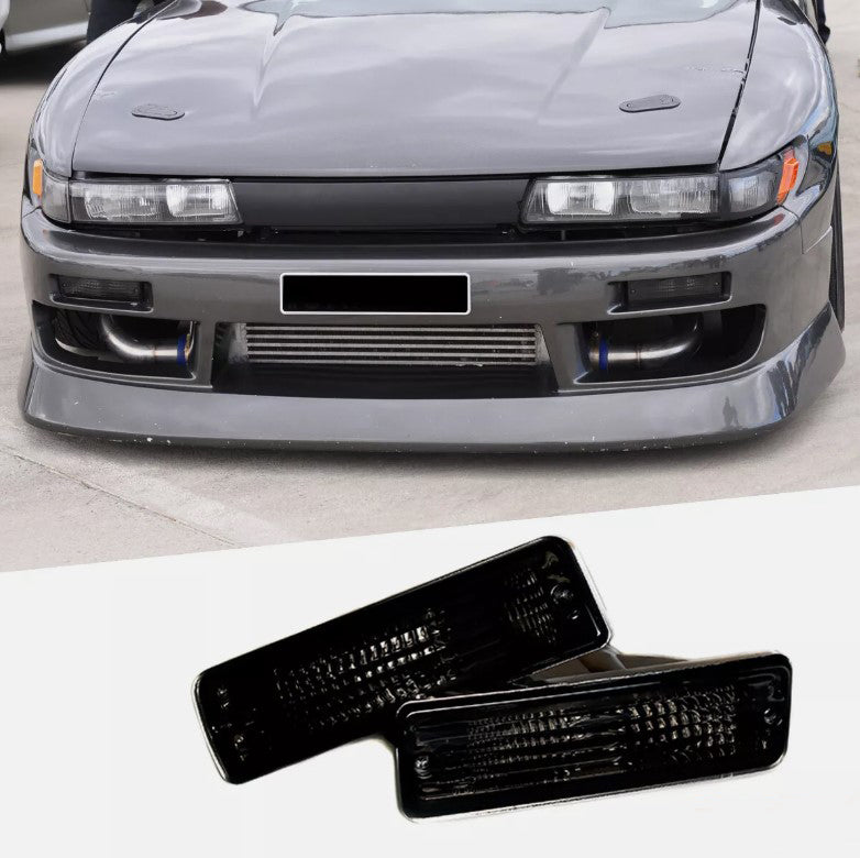 Black Front Bumper Indicator signal light for 1988-1993 Nissan S13 Silvia