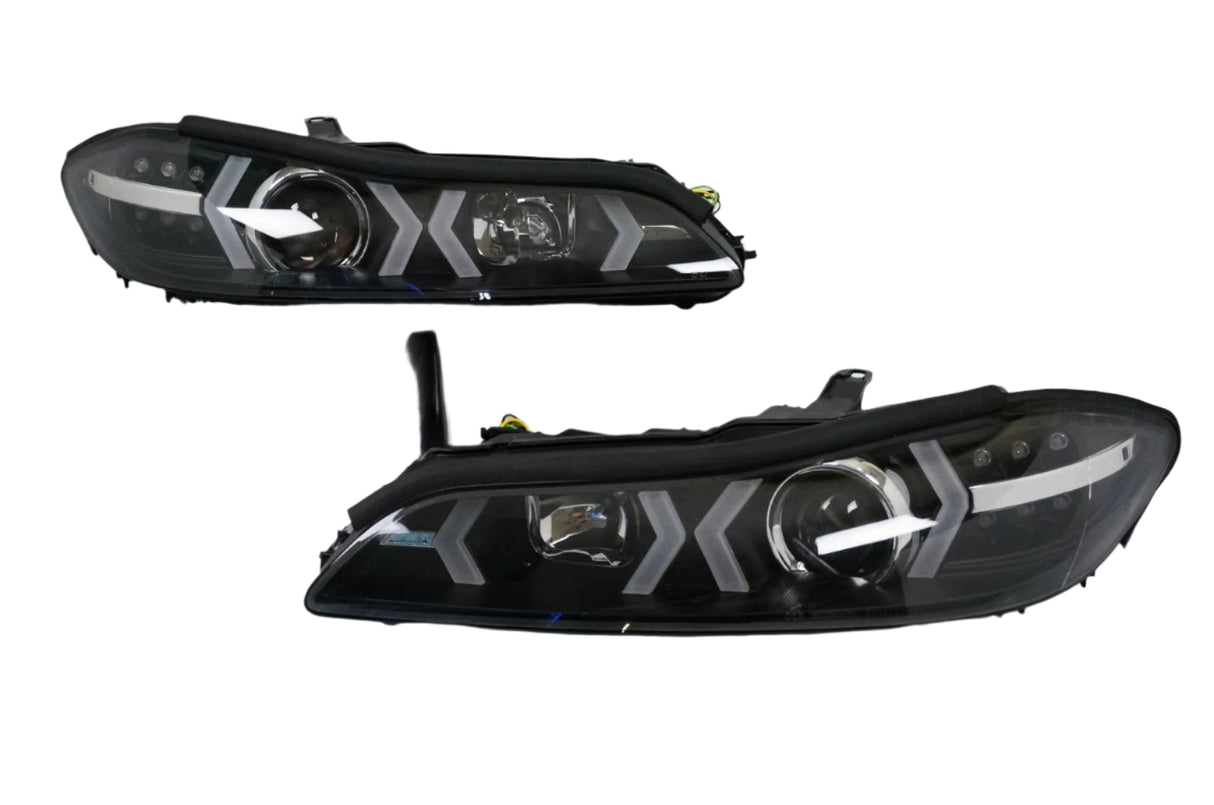 Black LED 3D DRL Projector Headlights & LED Indicators for 99-02 Nissan S15 200sx Silvia Head lights