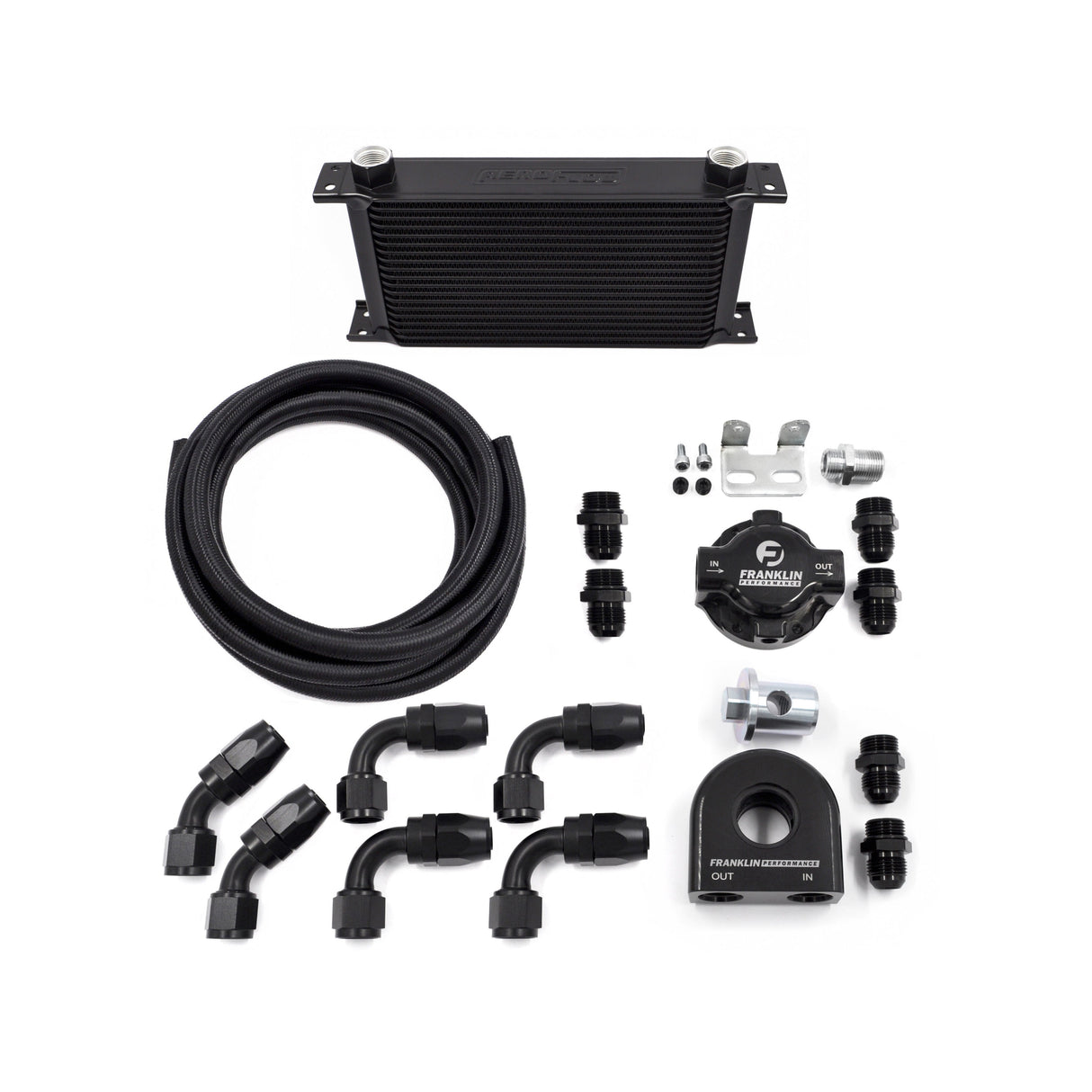 Oil Filter Relocation & Cooling Kit Low Profile Block Adaptor Version with Aeroflow Oil Cooler