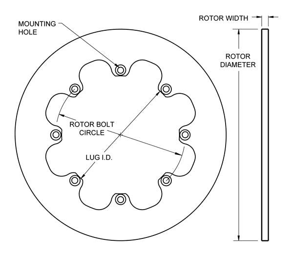 Wilwood 8 Bolt Standard Hole Mount Steel Rotor - Solid WB160-0201 - Prolink Performance