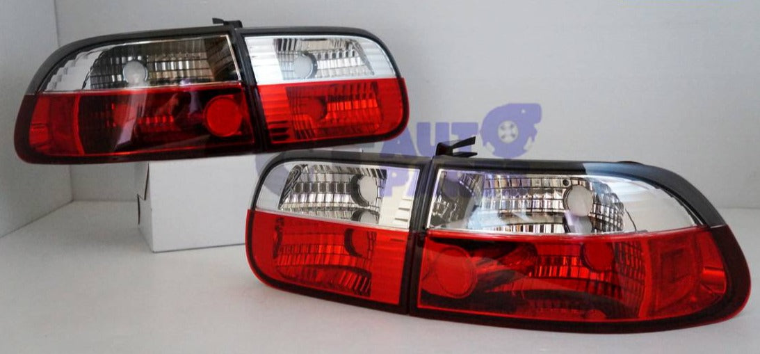 Candy Red & Clear Lens Tail Light for Honda EG CIVIC 3 DOOR HATCH ONLY - Prolink Performance