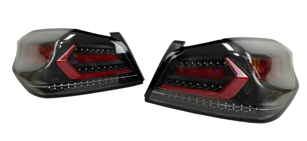 V5 Black Red Bar LED Tail lights Dynamic Indicator for 15-21 Subaru WRX STI VA taillights