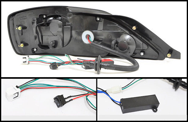 Smoke Fiber Sequential LED Taillights for 99-02 Nissan Silvia 200SX S15 Spec R black chrome tail lights