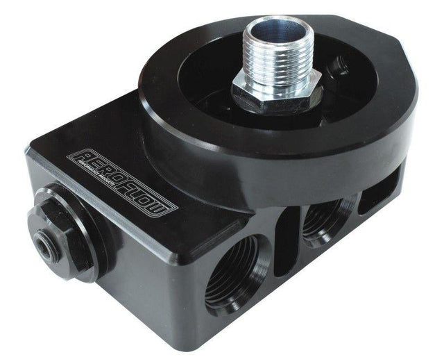 Aeroflow Billet Aluminium Remote Filter & Oil Thermostat 3/4" Filter Thread With 4 x -10 ORB ports, 1/8" NPT Port AF64-4112 - Prolink Performance