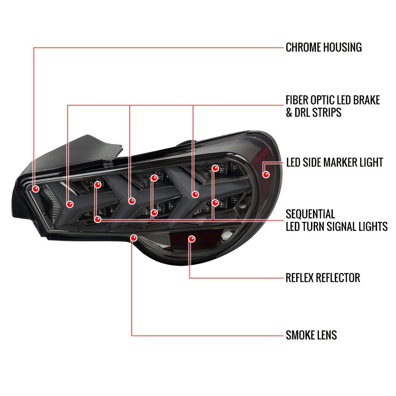 SpecD Smoked Lens Full LED Tail lights SQ Indicator to suit Toyota GT