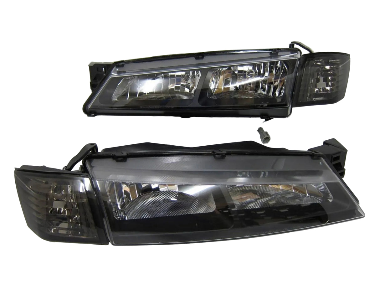 JDM Black OE Headlights & Black Corner Lights for 96-98 Nissan Silvia S14 200SX S2 Head lights
