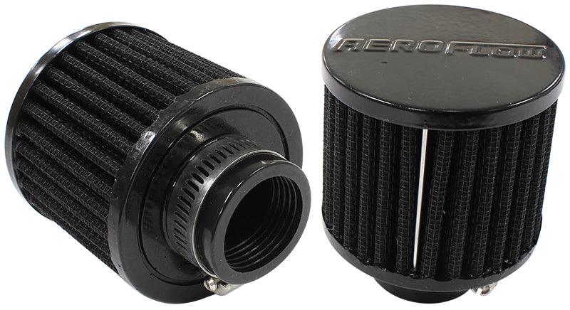 Aeroflow Black Clamp On Breather 3" (76.2mm) O.D. x 2-1/2" (63.5mm) High, 1-1/4" (31.75mm) Flange Inside Diameter  AF2271-1390 - Prolink Performance
