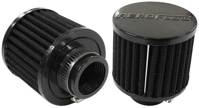 Aeroflow Black Clamp On Breather 3" (76.2mm) O.D. x 2-1/2" (63.5mm) High, 1-1/4" (31.75mm) Flange Inside Diameter  AF2271-1390 - Prolink Performance