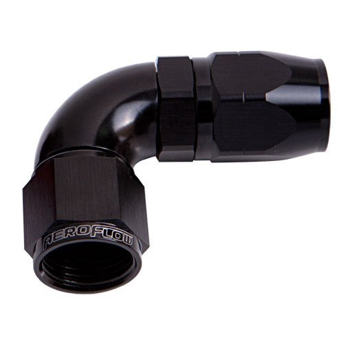 Aeroflow 550 Series Cutter One-Piece Full Flow Swivel 90° Hose End -12AN - AF553-12BLK