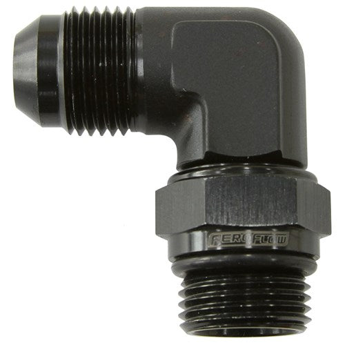 90° ORB Swivel to Male Flare Adapter -8ORB to -8AN Black Finish - AF949-08BLK