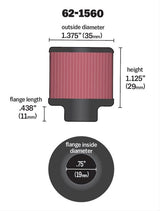 K&N Clamp-On Vent Filter 1-3/8 OD x 1-1/8 H (KN62-1560) - Prolink Performance