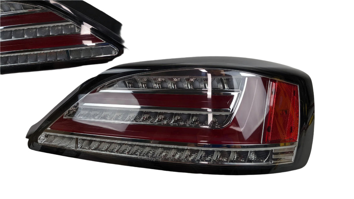 Smoke Fiber Sequential LED Taillights for 99-02 Nissan Silvia 200SX S15 Spec R black chrome tail lights