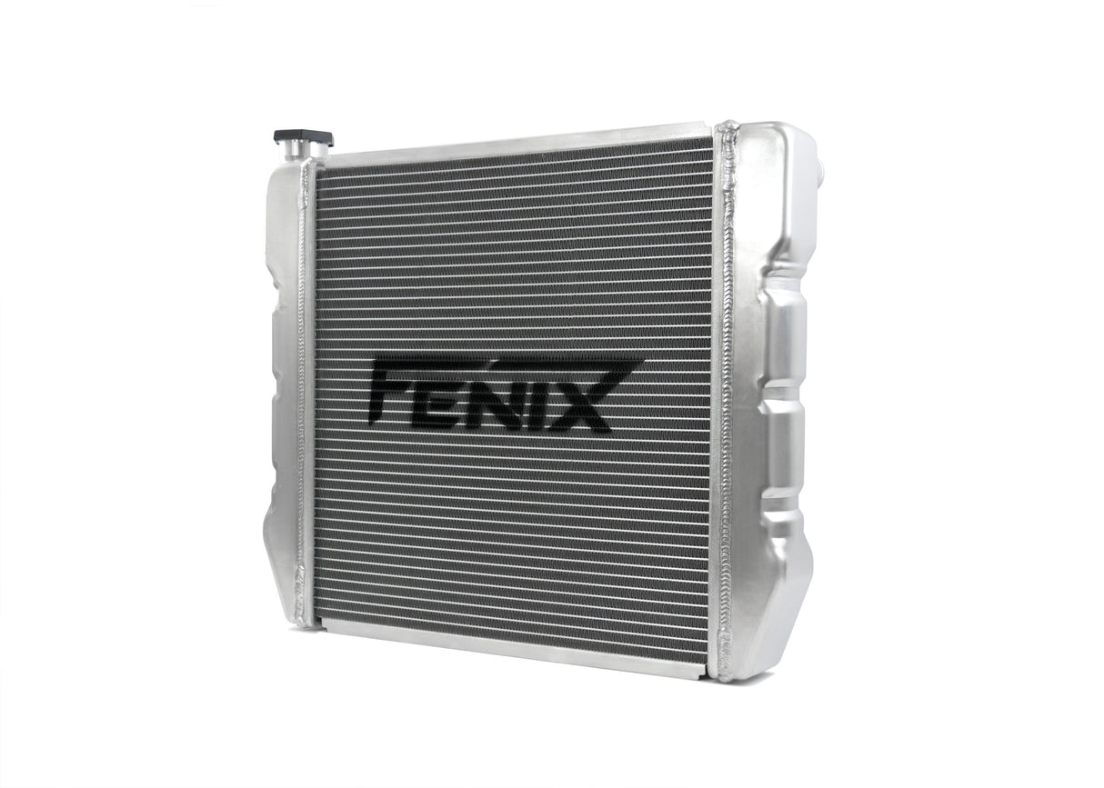 Universal Stock Car Radiator - Top Outlet Pipe Left / Bottom Outlet Pipe Right [Pressed Tank]