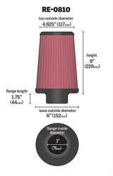 K&N Universal Clamp On Filter Fits 3 in (76 mm) (KNRE-0810) - Prolink Performance