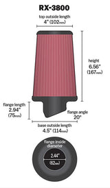 K&N X-Stream Universal Clamp On Filter Fits 2.438 in (62 mm) (KNRX-3800) - Prolink Performance
