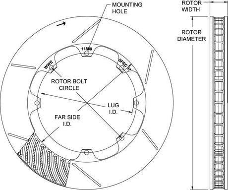 Wilwood GT 48 Curved Vane Slotted Rotor L/H WB160-11840 - Prolink Performance