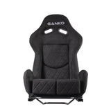 GANKO JP Seats Black Diamond Stitching GANKO JP - RECLINABLE SEAT - GLITTER SILVER SR