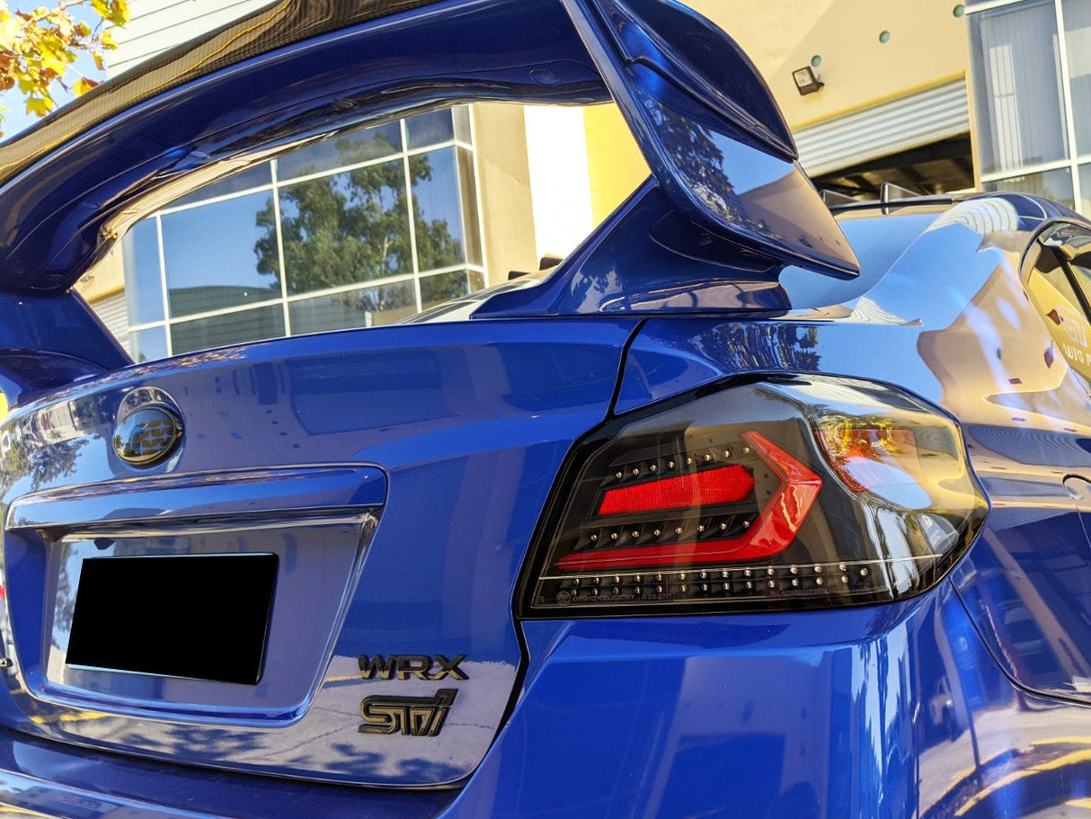 V5 Black Red Bar LED Tail lights Dynamic Indicator for 15-21 Subaru WRX STI VA taillights