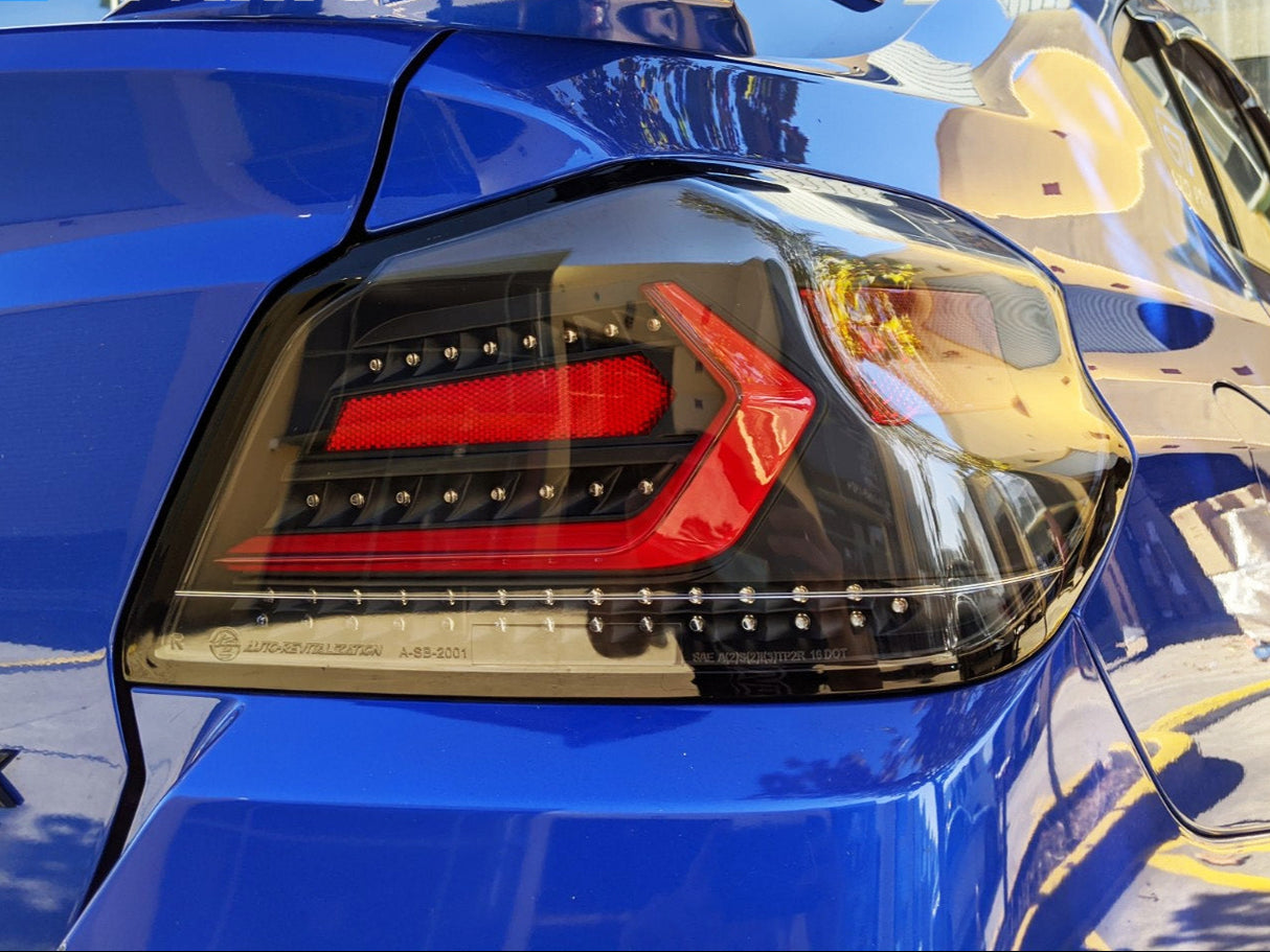 V5 Black Red Bar LED Tail lights Dynamic Indicator for 15-21 Subaru WRX STI VA taillights
