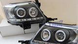 Black DRL LED Angel-Eyes Projector Headlights for 2011-2014 Toyota Hilux SR5 head lights