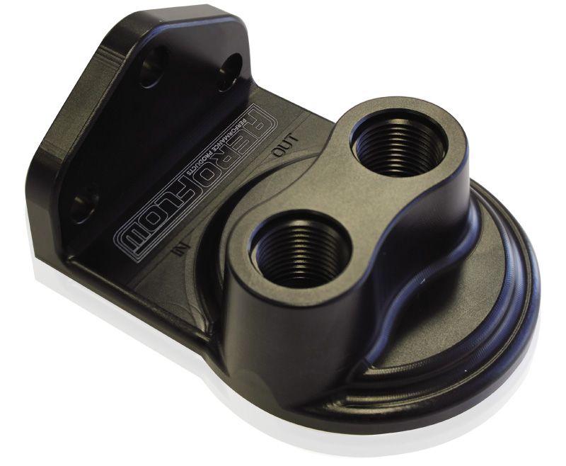 Aeroflow Billet Remote Oil Filter Head -8 ORB Top entry, Black anodiseProlink Performance