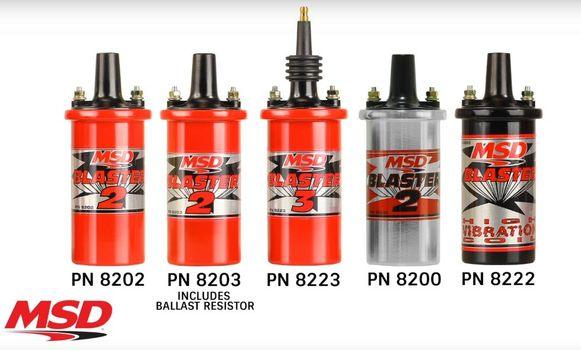 MSD High Performance Ignition Coil, Blaster 2 Series, Black, w/BallastProlink Performance